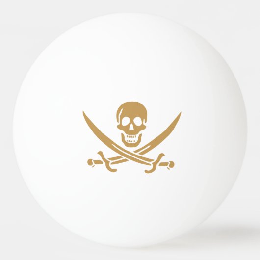 Aztec Gold Skull & Cutlass Pirate Calico Jack Tischtennisball (Vorderseite)