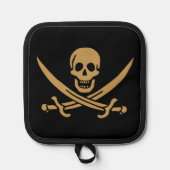 Aztec Gold Skull & Cutlass Pirate Calico Jack Topflappen (Vorderseite)