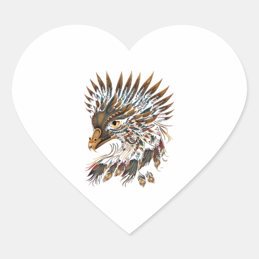 Aztec Golden Eagle Azteca Herz-Aufkleber (Vorderseite)
