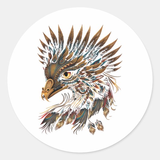 Aztec Golden Eagle Azteca Runder Aufkleber (Vorderseite)