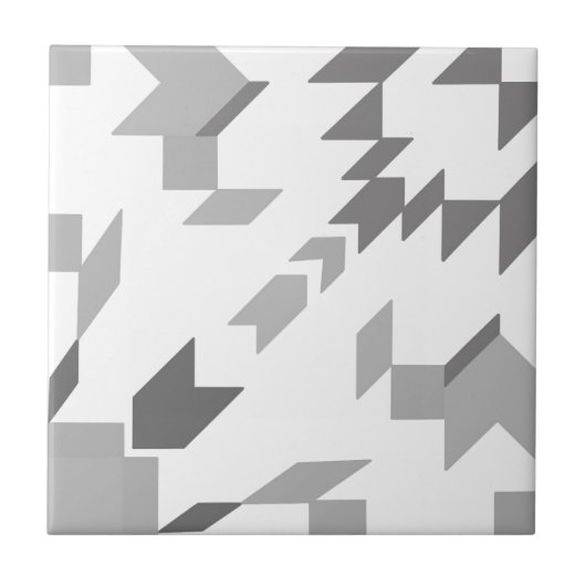 Aztec Gray White Geometric Ikat Boho Tribal Fliese (Vorderseite)