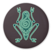Aztec Green Frog Motif Keramikknauf (Vorderseite)