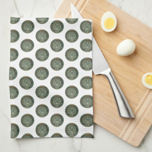 Aztec Green Kitchen Handtuch (Viertel Falte)