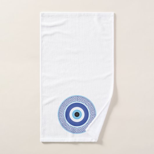 Aztec Griechisch Key Evil Eye Muster Blau Badhandtuch Set (Handtuch)