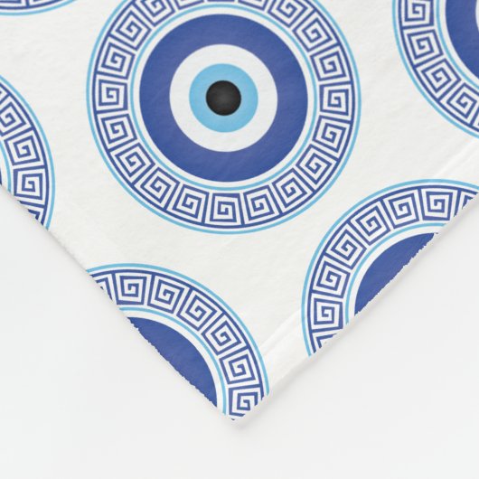 Aztec Griechisch Key Evil Eye Muster Blau Fleecedecke (Ecke)