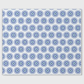 Aztec Griechisch Key Evil Eye Muster Blau Geschenkpapier (Flach)