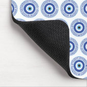 Aztec Griechisch Key Evil Eye Muster Blau Mousepad (Ecke)