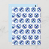 Aztec Griechisch Key Evil Eye Muster Blau Postkarte (Vorne/Hinten)