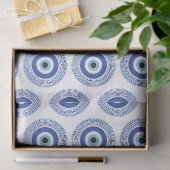 Aztec Griechisch Key Evil Eye Muster Blau Seidenpapier (Geschenk)