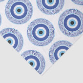 Aztec Griechisch Key Evil Eye Muster Blau Seidenpapier (Detail)