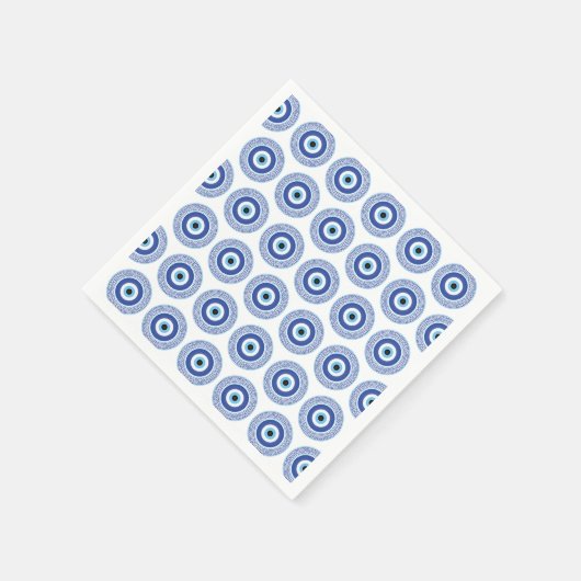 Aztec Griechisch Key Evil Eye Muster Blau Serviette (Ecke)