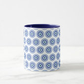Aztec Griechisch Key Evil Eye Muster Blau Tasse (Zentrum)