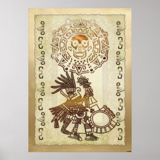 AZTEC Huitzilopochti Folk Art Motif Poster (Vorne)