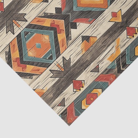 Aztec Imitats Holzflippelmuster Seidenpapier (Ausschnitt)