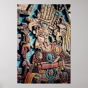 Aztec Inca Indischer Hohepriester Pyramid Art Post Poster
