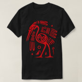 Aztec Incan or Mayan Style Red Heron Art T Shirt  (Design vorne)