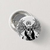 Aztec Indian Day of the Dead Skeleton man Art Button (Vorne & Hinten)