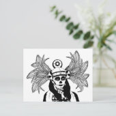 Aztec Indian Day of the Dead Skeleton man Art Postkarte (Stehend Vorderseite)
