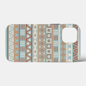 Aztec Influenza Pattern Blaue Creme Terracottas Case-Mate iPhone Hülle (Rückseite (Horizontal))