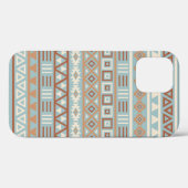 Aztec Influenza Pattern Blaue Creme Terracottas Case-Mate iPhone Hülle (Rückseite (Horizontal))