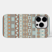 Aztec Influenza Pattern Blaue Creme Terracottas Case-Mate iPhone Hülle (Rückseite (Horizontal))