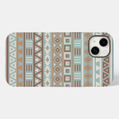 Aztec Influenza Pattern Blaue Creme Terracottas Case-Mate iPhone Hülle (Rückseite (Horizontal))