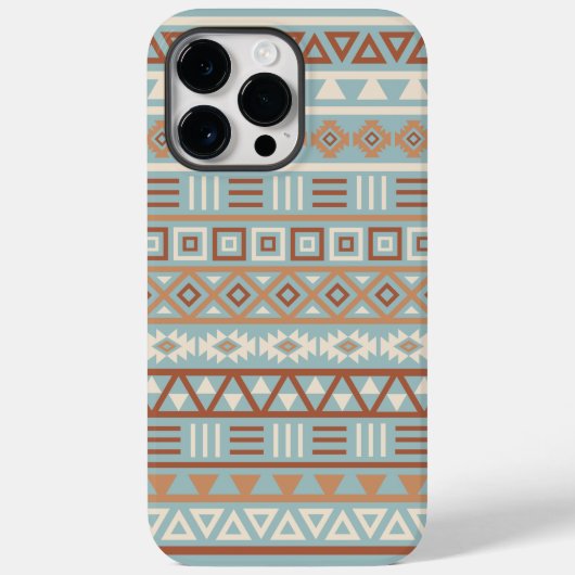 Aztec Influenza Pattern Blaue Creme Terracottas Case-Mate iPhone Hülle (Rückseite)