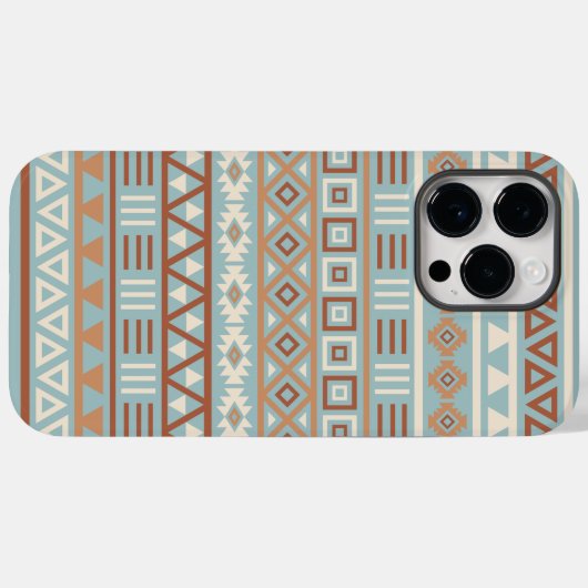 Aztec Influenza Pattern Blaue Creme Terracottas Case-Mate iPhone Hülle (Rückseite (Horizontal))