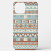 Aztec Influenza Pattern Blaue Creme Terracottas Case-Mate iPhone Hülle (Rückseite)