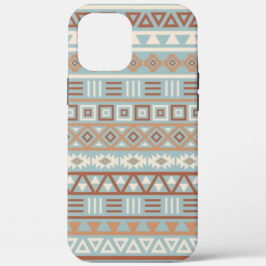 Aztec Influenza Pattern Blaue Creme Terracottas Case-Mate iPhone Hülle (Rückseite)