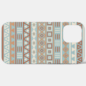 Aztec Influenza Pattern Blaue Creme Terracottas Case-Mate iPhone Hülle (Rückseite (Horizontal))