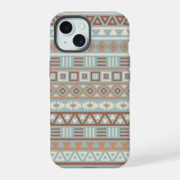 Aztec Influenza Pattern Blaue Creme Terracottas