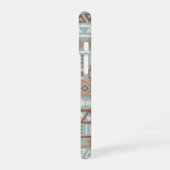 Aztec Influenza Pattern Blaue Creme Terracottas iPhone 16 Hülle (Linke Seite)