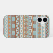 Aztec Influenza Pattern Blaue Creme Terracottas iPhone 16 Hülle (Rückseite (Horizontal))