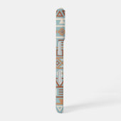 Aztec Influenza Pattern Blaue Creme Terracottas iPhone 16 Hülle (Rechte Seite)