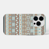 Aztec Influenza Pattern Blaue Creme Terracottas iPhone Hülle (Rückseite (Horizontal))