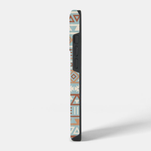 Aztec Influenza Pattern Blaue Creme Terracottas iPhone Hülle (Linke Seite)