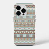 Aztec Influenza Pattern Blaue Creme Terracottas iPhone Hülle (Rückseite)