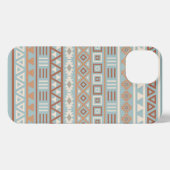 Aztec Influenza Pattern Blaue Creme Terracottas iPhone Hülle (Rückseite (Horizontal))
