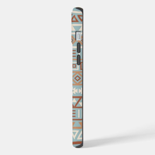 Aztec Influenza Pattern Blaue Creme Terracottas iPhone Hülle (Linke Seite)