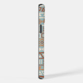 Aztec Influenza Pattern Blaue Creme Terracottas iPhone Hülle (Rechte Seite)