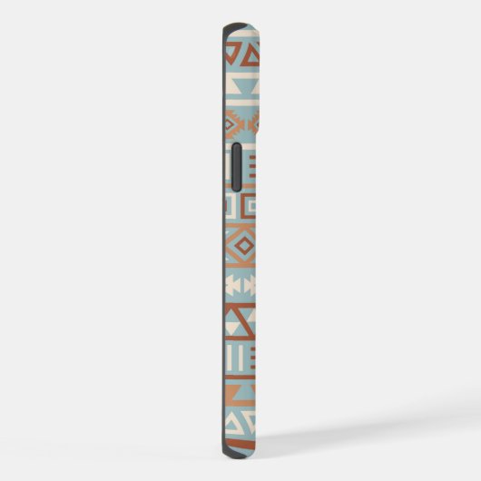 Aztec Influenza Pattern Blaue Creme Terracottas iPhone Hülle (Rechte Seite)