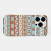 Aztec Influenza Pattern Blaue Creme Terracottas iPhone Hülle (Rückseite (Horizontal))