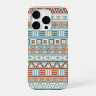 Aztec Influenza Pattern Blaue Creme Terracottas iPhone 16 Pro Hülle
