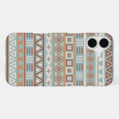 Aztec Influenza Pattern Blaue Creme Terracottas iPhone Hülle (Rückseite (Horizontal))