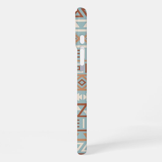 Aztec Influenza Pattern Blaue Creme Terracottas iPhone Hülle (Linke Seite)