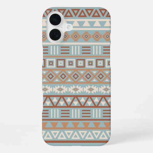 Aztec Influenza Pattern Blaue Creme Terracottas iPhone Hülle (Rückseite)