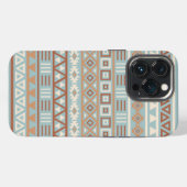 Aztec Influenza Pattern Blaue Creme Terracottas iPhone Hülle (Rückseite (Horizontal))