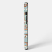 Aztec Influenza Pattern Blaue Creme Terracottas iPhone Hülle (Linke Seite)