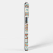 Aztec Influenza Pattern Blaue Creme Terracottas iPhone Hülle (Rechte Seite)